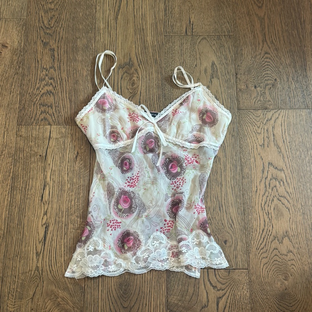 Arden B Silk Rose Print Cami